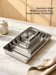 HANXIAO | Stainless Steel Rectangular Covered Tray