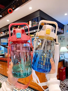 [SG Stock] Sports 1.5L water bottle with leakproof easy to drink multi color with straw and strap young boy and girl