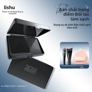 lishu | Hộp Làm Sạch Di Động cho Cọ và Bông Trang Điểm Nhỏ Gọn Loại Bỏ Mạt Dust