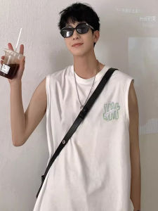 Áo Thun Cotton American Fitness Không Tay Thoáng Khí Mùa Hè Dáng Rộng Màu Trắng Thường Ngày Thường Ngày