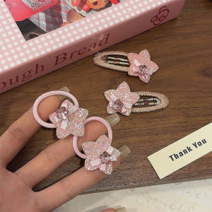 Pink Rabbit Ear Hair Clips Girls Baby Versatile Hair Ties Princess Style Childrens Accessories Star Beach Hair Bands