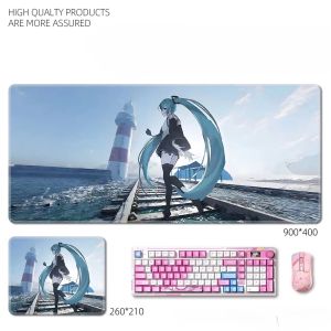 Bandai | Hatsune Miku Tấm Lót Chuột Bằng Da Cỡ Lớn Thời Trang Dễ Thương Hai Chiều Thể Thao Điện Tử Bàn Chơi Game Dành Cho Máy Tính Xách Tay