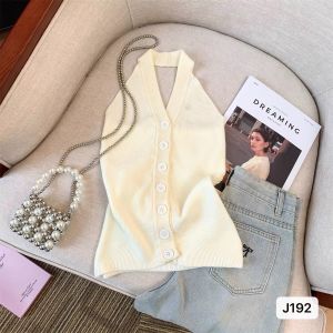 Áo Len Dệt Kim Cổ Chữ V Hở Vai Rộng Rãi Che Phủ Thịt Mùa Hè Phong Cách Mới Áo Len Cardigan Hở Vai Phong Cách Hàn Quốc