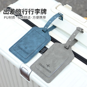 Leather Luggage Tag Card Holder Travel Suitcase Name Tag Cord Attachment Bag Accessories Storage Label Hanging Badge