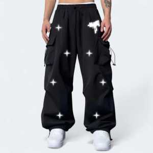celana Cargo Y2k Star Reflektif Menyala Long Pants