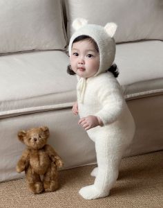 ชุดกางเกงแขนยาวผ้ากำมะหยี่ลายหมีน่ารักสำหรับเด็กชายและเด็กหญิง FADOBABY ฤดูใบไม้ผลิและฤดูใบไม้ร่วง