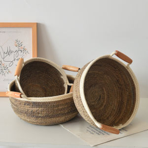 Round Hand-held Banana Rope Woven Storage Basket