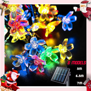 Christmas Decor Cherry Blossom LED Light Waterproof Solar Light Outdoor Decoration Fairy Light Garden Christmas Tree 5M /6.5M/ 7M