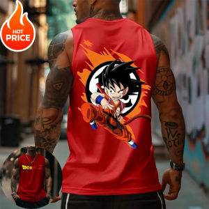 Bandai | Super Saiyan Dragon Ball Son Goku Anime Harajuku Summer Spring Tank Top Casual Sports Fitness Pure Cotton Sleeveless Shirt Y2k