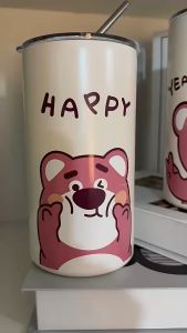 Cốc giữ nhiệt Iced Americano Hoạt Hình Ly giữ nhiệt inox 304 hình trụ 600ml Tặng Túi Ống hút Sticker 2D  Giữ nhiệt 8-12 tiếng