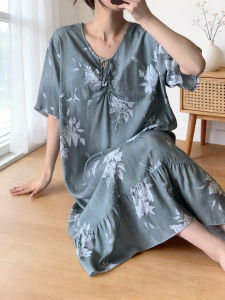 KASIHAN | Padded Cotton-Silk Summer Sleep Dress Short Sleeve