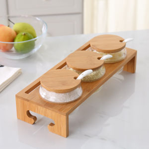 YALINJIAJU | Spice Storage Container Set Salt Sugar Box Pepper Jar With Rack