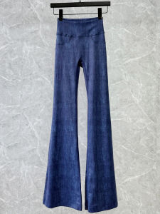 High-Waisted Fitness Pants Womens Micro Flare Denim Color Running Sports Tight Elastic Quick Dry Casual Fashion Polyester Fiber