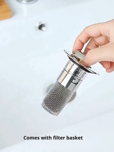 【SKIT SG】Stainless Steel Floor Drain Filter Washbasin Plug Anti Odor Pop-Up Bounce Core Basin Stopper Hair Catcher Shower Sink Strainer Washbasin Leak Plug Stainless Steel Odor Proof Bouncing Core Press Type Sink Drain Universal Accessory for Washbasin
