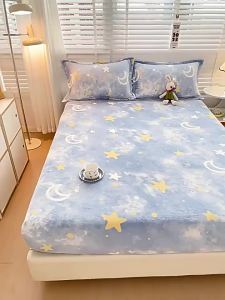 Warm Coral Fleece Bed Skirt Set