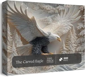 3D Carved Eagle Jigsaw Puzzle 1000 Pieces - Realistic Relief Art Puzzle for Adults Challenging Animal Shape Puzzle Home Decor