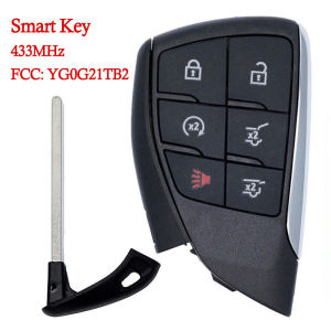KEYECU For 2021 - 2022 Chevrolet Suburban Tahoe New Smart Keyless Key 5 Button 434MHz ID49 Chip FCC:YG0G21TB2 With Blade