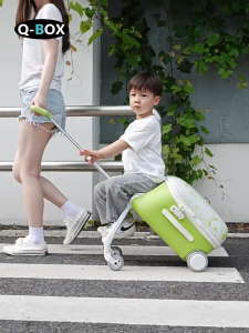 Q-BOX Ready Stock NEW Kid Foldable Trolley kids luggage Carry on Suitcase Luggage 20inch Travel Bag Hard Luggage