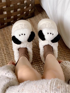Thin Strip Easiest for Match Soft Bottom Winter Cute Dog Cotton Shoes Heattech Lamb Wool Internet Celebrity Womens Outer Bread Shoes
