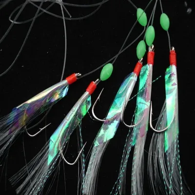 5 Pcs /Lot New Sabiki Soft Fishing Lure Rigs Bait Jigs Lure Soft Lure Worn Fake String Crystal Barbed Hook Fishing Lures