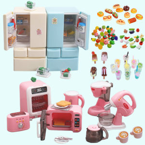 DIY Miniature Doll House Refrigerator Food Toy Simulative Fridge Microwave Oven Kitchen Utensils For Girls Kids Christmas Gifts