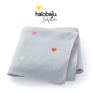 Halobaju Baby Knitted Blanket 100% Cotton - Love - Selimut Rajut Bayi