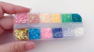 Wenz 12 Grid Box Nail Art Laser Glitter Decorations Handcraft