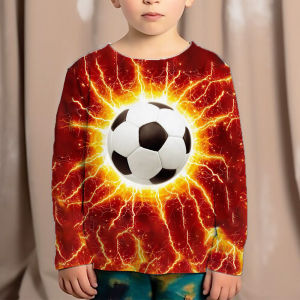SHUNAICHI Christmas Halloween Boys Clothes Flame Football Kids Tshirt For Children From 10 To 12 Years Old Long Sleeve Junior Boys Clothing Autumn Tee Shirts