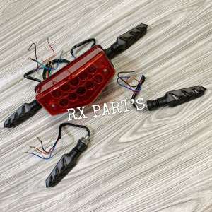 SATU PAKET LAMPU REM LED / STOP LED MIKA MERAH RX KING RX K RX KING + 2 SET SEIN LED PANAH RUNNING + BRACKET SEIN ( UNTUK JOK RX KING YANG MENGGUNAKAN BEHEL MINI / BEHEL LURUS VARIASI