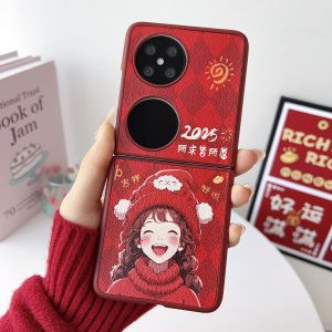 Good Luck Girl Happy Life Huawei P50 Pocket Phone Case Protective Hard Shell Anti-Fall Foldable Screen Treasure Box Cover