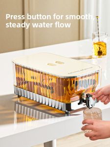 MONLEYTA | Large Capacity Glass Cold Water Pot With Tap For Home Use Refrigerator Cold Brew Tea Bucket Fruit Tea Cold Soak Water Bottle