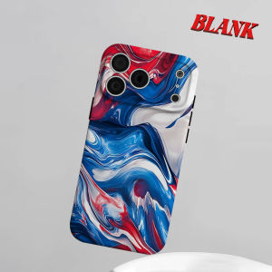 Red Blue Fluid Marble Phone Case for iPhone 18 17 16 15 14 13 12 11 Air Pro Max Plus Double-layer Cover