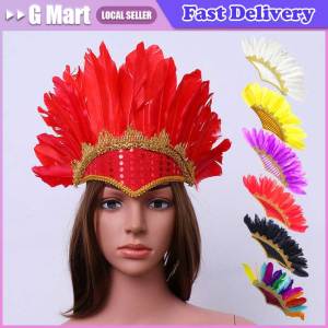 Cosplay Props Feather Headdress Indian Chieftain Hat Halloween Carnival Day Headband Headwear Villus Chiefs Cap Party Headwear Fashion Feather Headdress Indian Party Feather Headdress Carnival Party Hair Band Dance Show Hair Accessories Art headdress