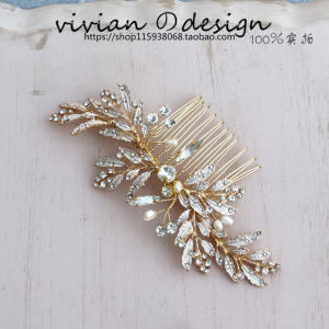 Vivian Luxury Pearl Hair Comb & Diamond Studded Bridal Hair Accessories
