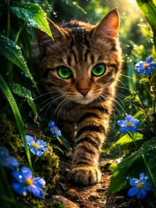 Huacan Full Square Round Diamond Painting Tabby Kitten Diamond Mosaic Animal Flower Complete Kit Decorative Paintings