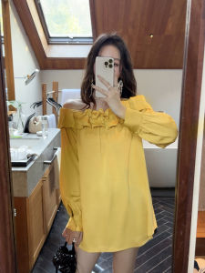 Light French Design Yellow Off-Shoulder Shirt