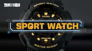 SKMEI JAM TANGAN DIGITAL PRIA SPORT WATCH 3D STEREO DIAL DUAL MOVEMENT ALARM CHRONO - 1857