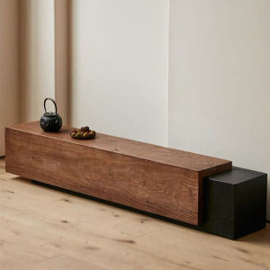 Versatile Wooden Long Bench with Iron Frame