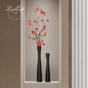 Elegant Black Ceramic Flower Vase Long Stems Floor Decor Living Room Decorative Accessories Luxury Minimalist Style Entrance Decoration