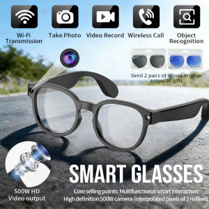 LIGE | LIGE New 1080P Camera Recording Wireless Call AI Glasses 500W Pixel Anti-shake Glasses AI voice control Men Women Smart Glasses