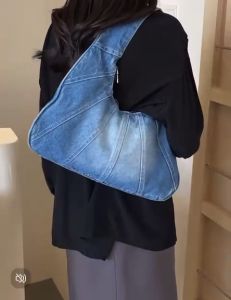 Denim material stylish saddle shoulder carry bag