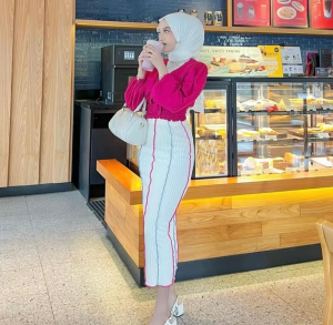 Rok Skirt Korea Style - Rok Putih Wanita Panjang Bahan Knit Premium Tebal - Rok Span Panjang Remaja Ootd Rok Wanita Terbaru 2024