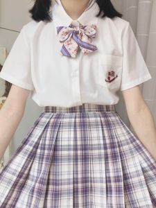 Original JK Uniform Plaid Skirt with Gold And Silver Threads High Waist School Style Short Skirt Polyester Spring Season
