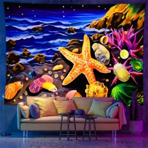 VIKAMA UV Reactive Neon Jungle Animal Tapestry Huỳnh Quang Treo Tường Cho Phòng Ngủ Ký Túc Xá Trang Trí Nhà Psychedelic Hippie Thiết Kế Polyester
