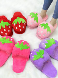 Dép Nữ Dễ Thương Hình Dâu Tây Dép Cotton Cao Cấp Ấm Áp Chống Trượt Dép Đế Dày Thường Ngày Cho Phụ Nữ Sau Sinh