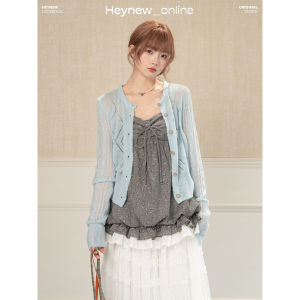 loveheynew | Áo Cardigan Knit Thêu Ren Đục Lỗ Ngọt Ngào