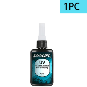 LOOLIFL | Loolifl Uv Curing Adhesive 50ml Upgraded Version of Strong Uv Glue Suitable for Bonding Glass Plastic Acrylic Metal Rubber Ceramics and Wood Quickly Hardens under Uv Light High-Strength Transparent Glue Suitable for DIY Crafts Jew...