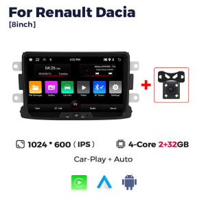 8 Inch IPS Screen Car Radio For Renault Dacia Duster Logan Sandero Lodgy Lada Xray Captur Dokker Car Play Auto Multimedia GPS BT