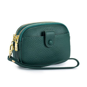 Mini Leather Coin Purse for Women New Style Double Zipper Large Capacity Multifunctional Handbag Top Layer Cowhide