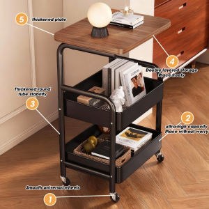 LIKHA Metal Trolley Storage Rack 3-Tier Rolling Storage Rack Home Kitchen Storage Rack Movable Snack Trolley